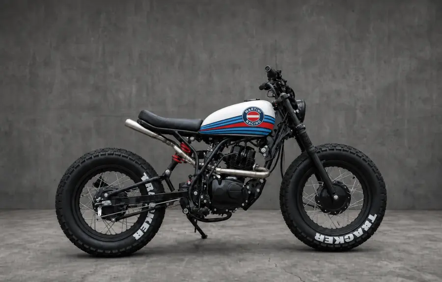 Moto tracker Zero Customs com pintura Martini Racing